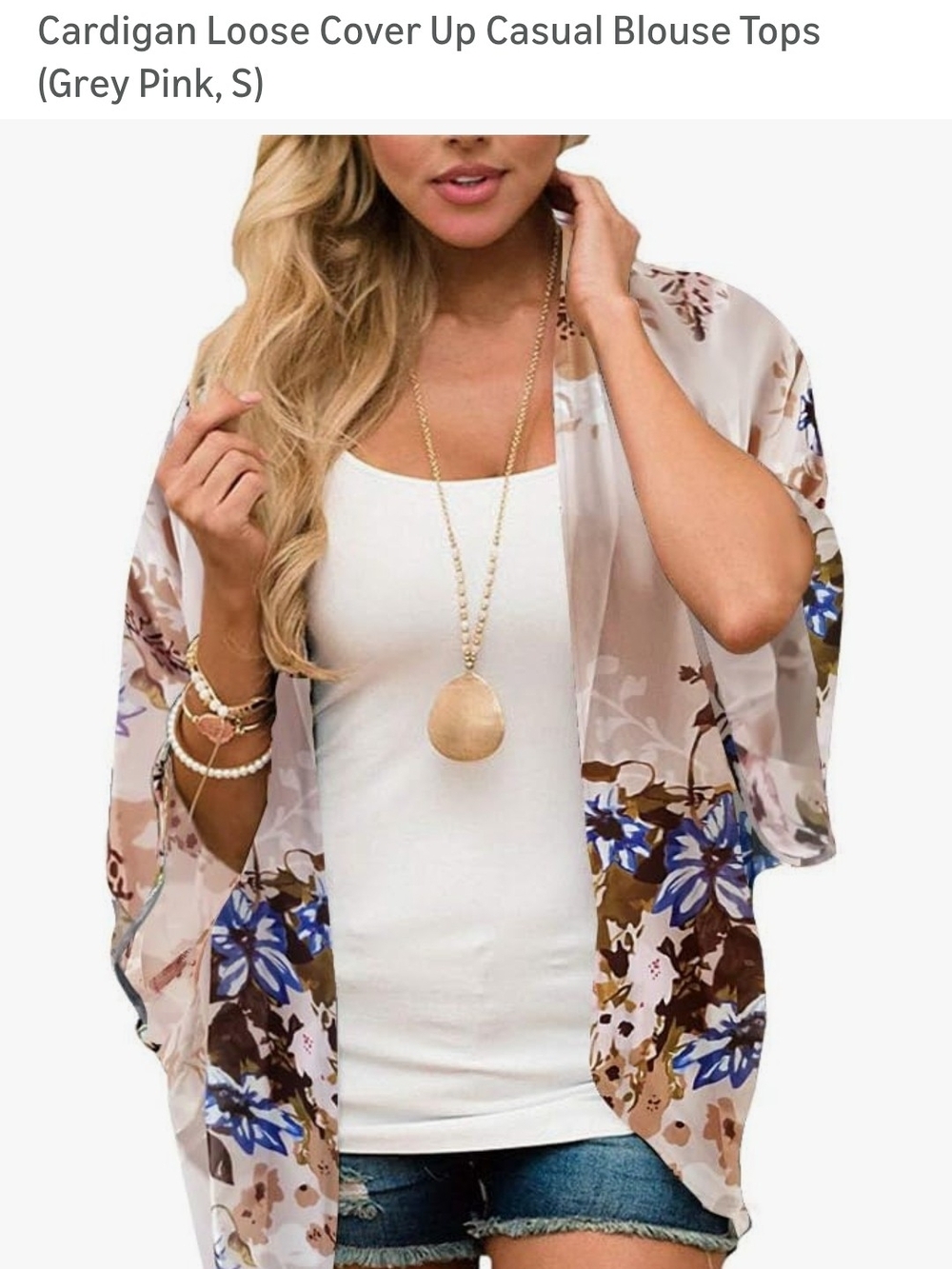 Women's Floral Sheer Kimono Cardigan - Light Pink - Picture 5 of 5